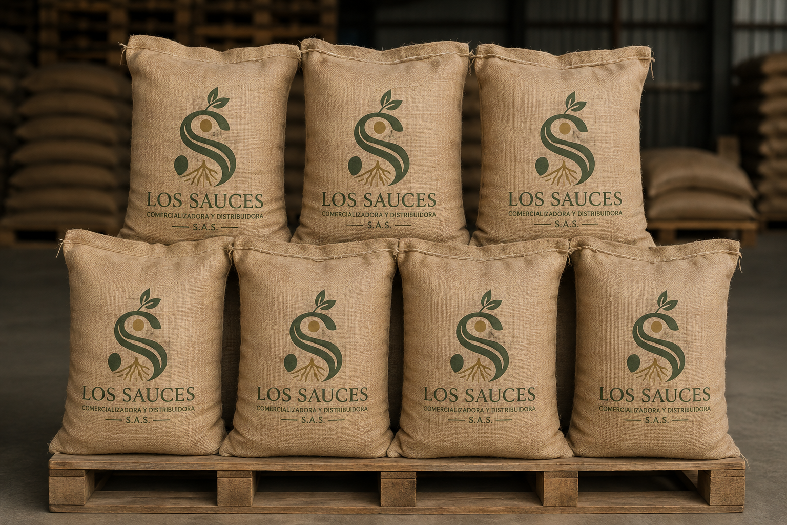 Sacos de Los Sauces listos para distribución